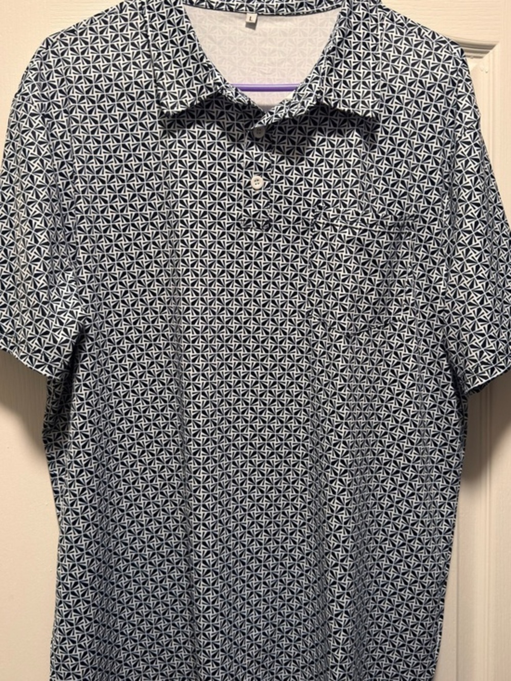 Men's Navy Geometric Short-Sleeve Polo
